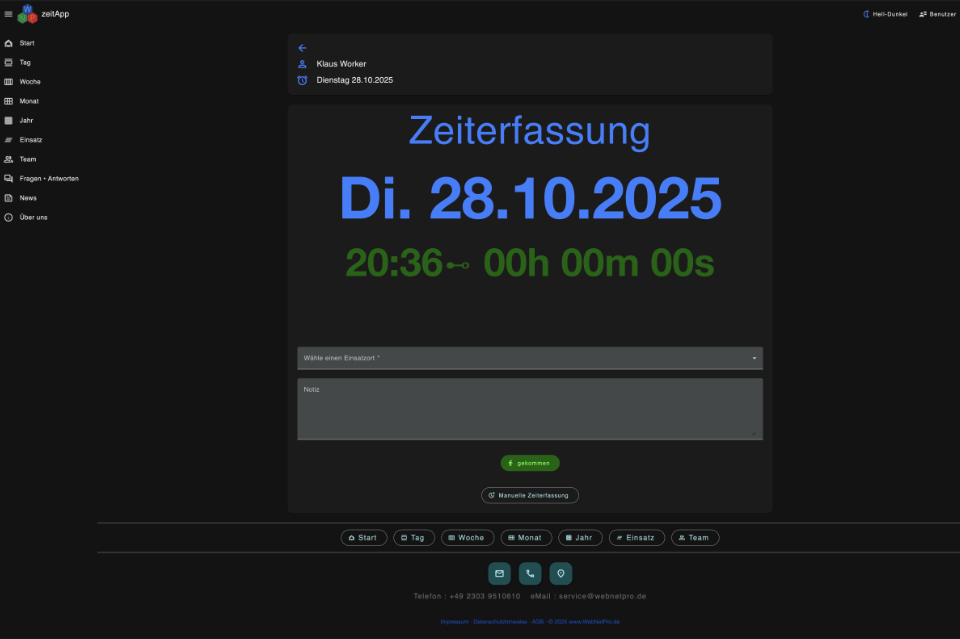 Zeiterfassung App der WebNetPro - Titelbild