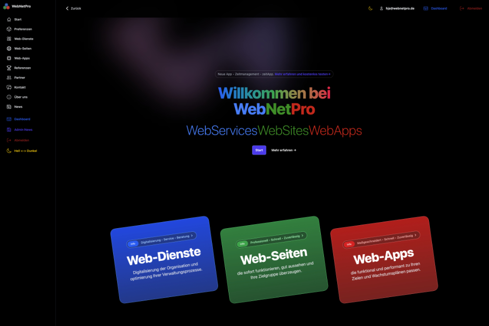 Titelbild der WebNetPro Webseite